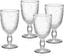 Clear Embossed Glass Wine Goblets, Set of 4, 10 Oz