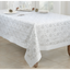 Elegant Floral Embroidered White Polyester 65"x90" Tablecloth