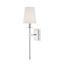 Transitional Style Polished Nickel 1-Light Wall Sconce with White Shade