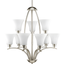 Joy Brushed Nickel Two-Tier 9-Light Chandelier with Etched Glass Shades