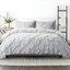 Light Gray Microfiber Pintuck Twin Duvet Cover Set