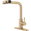 Brushed Gold Stainless Steel Pull Down Kitchen Faucet with Spray