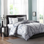 Gray Queen Cotton Floral Comforter Set with Polyfill