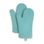 Aqua Sky Ribbed Silicone Oven Mitt Set with Cotton Cuff