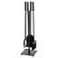 Modern Black Steel 5-Piece Fireplace Tool Set with Stand