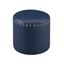 Blue Faux Leather Round Pouf with Nailhead Trim