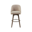 Sand Upholstered Swivel Counter Height Barstool with Wood Legs