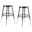 Adjustable Black and Brown Metal Saddle Stools with Footring