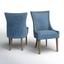 Elegant Blue Twill High-Back Upholstered Side Chair Set