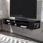 Black Oak 66" Wall Mounted Media Console with Cabinet