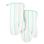 Mint and White Striped Cotton Oven Mitt Set, 7"x13"