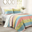 Full Coral Blue Cotton Reversible Quilt Set