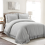 Light Gray King Cotton Ruffled Duvet Cover Set