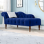 Elegant Navy Blue Velvet Sustainably Sourced Wood Chaise Lounge