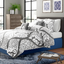 Gray King Cotton Reversible Floral Comforter Set