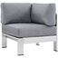 Silver Gray Aluminum Outdoor Corner Sofa with Cushions