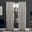 Gray Floral Blackout Polyester Curtain Panel with Rod Pocket