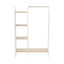 White Metal Garment Rack with Light Brown Wood Shelves