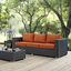 Gray Wicker Outdoor Sectional Sofa with Tuscan Sunbrella Cushions