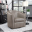 Contemporary Gray Faux Leather Barrel Swivel Accent Chair