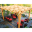 Natural Cedar Square Pergola with Flat Canopy, 14x14 ft