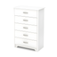 Pure White 5-Drawer Particle Board Chest of Drawers