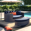 Canvas Navy Aluminum and Rattan Outdoor Daybed