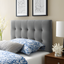 Gray Twin Upholstered Biscuit Tufted Velvet Headboard