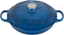 Blue Enameled Cast Iron Round Braiser with Embossed Lid, 3.5 Quarts