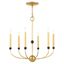 Mid-Century Modern 6-Light Chandelier in Natural Brass and Bronze