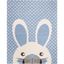 Blue and Ivory Wool Hand-Tufted Kids Bunny Rug