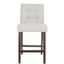 Light Grey Tufted Linen Counter Stools with Chrome Nail Head Trim