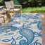 Boho Paisley Blue and Light Gray Synthetic 3x5 Indoor/Outdoor Rug