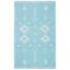 Teal and Ivory Flat Woven Wool Cotton Area Rug 4' x 6'