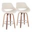 Set of 2 Cream Fabric Walnut Swivel Counter Stools