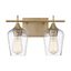 Warm Brass 2-Light Vanity Fixture with Clear Glass Shades