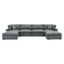 Gray Faux Leather Six-Piece Sectional Sofa with Ottoman