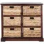 Cherry Pine 6-Basket Wicker Storage Chest