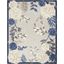 Blue Floral Rectangular 4' x 6' Stain-Resistant Synthetic Rug