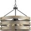 Gulliver Coastal 4-Light Pendant in Graphite with Wood-Grain Accents