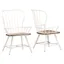 Windsor High Slat Metal Arm Chair in White with Dark Walnut Seat