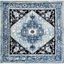 Antique Patina Blue Square Synthetic Area Rug - 6'7" x 6'7"