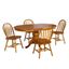 Brown Rubberwood Farmhouse Dining Set with Oval Table and 4 Chairs