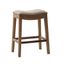 Beige Linen Saddle Style Backless Wood Counter Stool