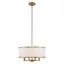 Mini Drum 4-Light Chandelier in Antique Brass with Off-White Shade