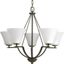 Bravo 5-Light Antique Bronze Chandelier with White Etched Glass