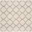 Ivory and Grey Square Trellis Shag Rug, Hand-Knotted, Easy Care