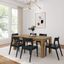 Modern Solid Pine Wood Dining Table Set with 6 Black Chairs