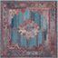 Vintage Blue and Red Handmade Tufted Square Area Rug