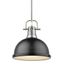 Transitional Soft Pewter 14" Bowl Pendant with Matte Black Shade